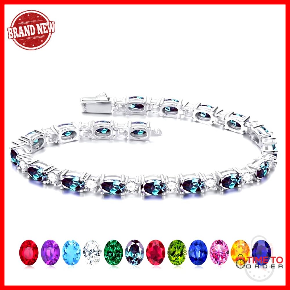 Sterling Silver Tennis Bracelet Elegant Classic Minimal Jewelry Gift Push